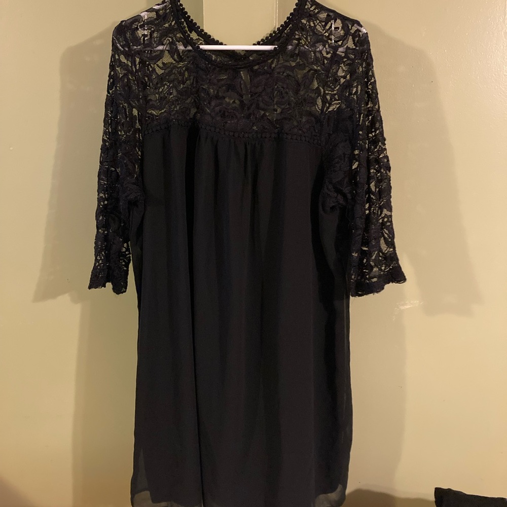 Black lace and chiffon dress